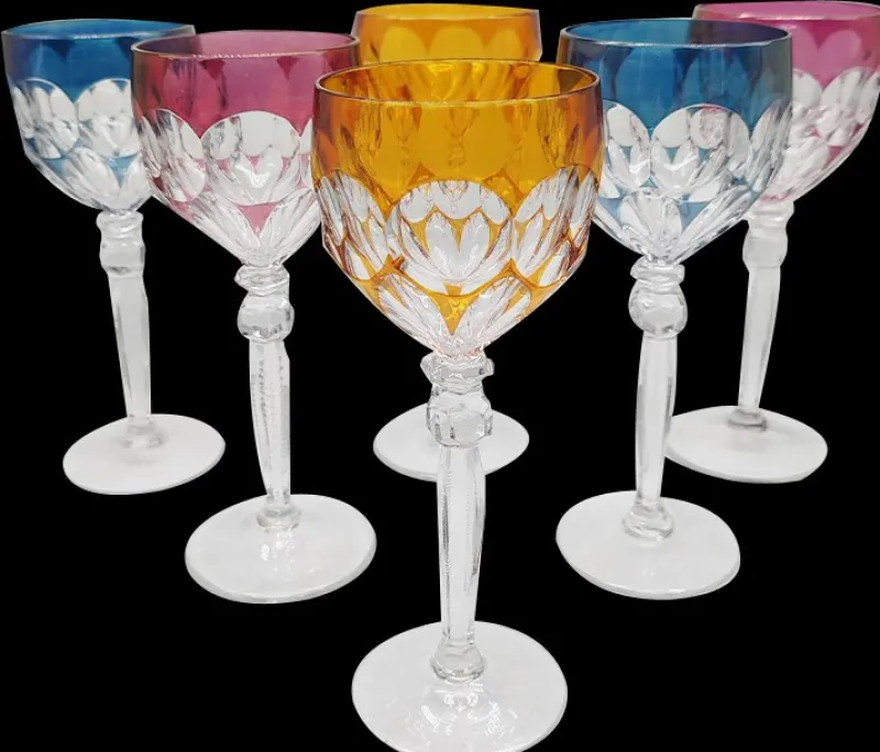 Pamono Wine Glasses in Lead Crystal attributed to Hofbauer Crystal, Baviera, Germany, 1970s, Set of 6> Glassware