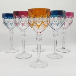 Pamono Wine Glasses in Lead Crystal attributed to Hofbauer Crystal, Baviera, Germany, 1970s, Set of 6><noscript><img width=