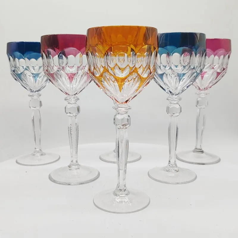 Pamono Wine Glasses in Lead Crystal attributed to Hofbauer Crystal, Baviera, Germany, 1970s, Set of 6> Glassware