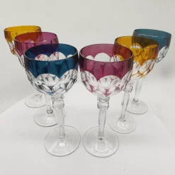 Pamono Wine Glasses in Lead Crystal attributed to Hofbauer Crystal, Baviera, Germany, 1970s, Set of 6><noscript><img width=