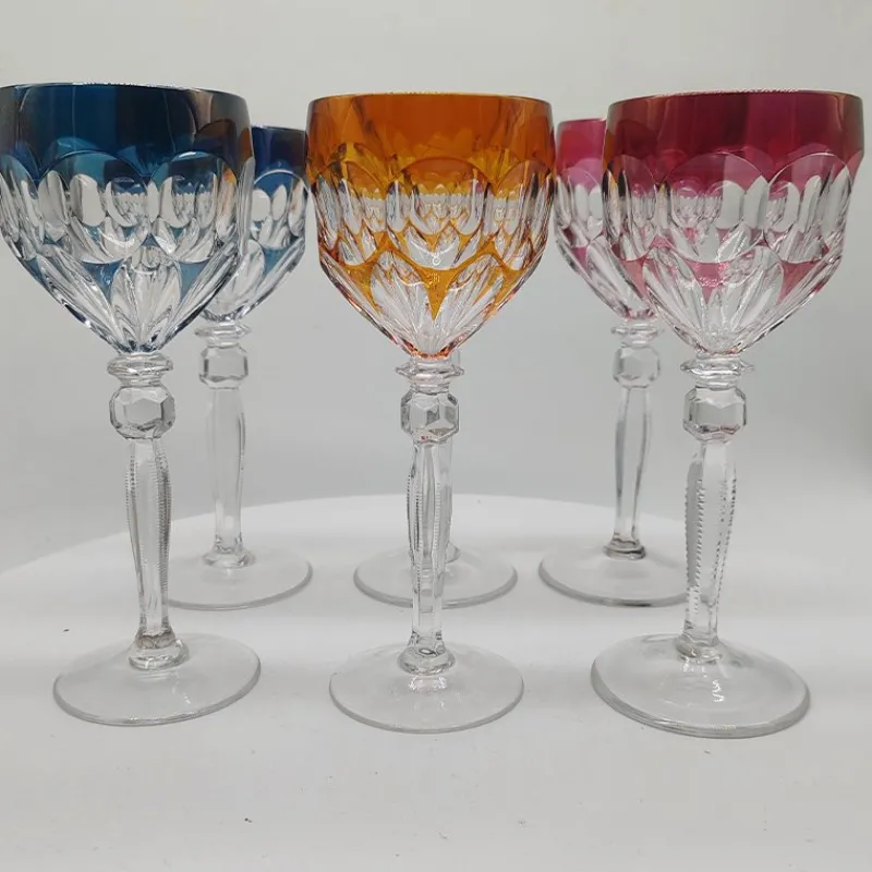Pamono Wine Glasses in Lead Crystal attributed to Hofbauer Crystal, Baviera, Germany, 1970s, Set of 6> Glassware