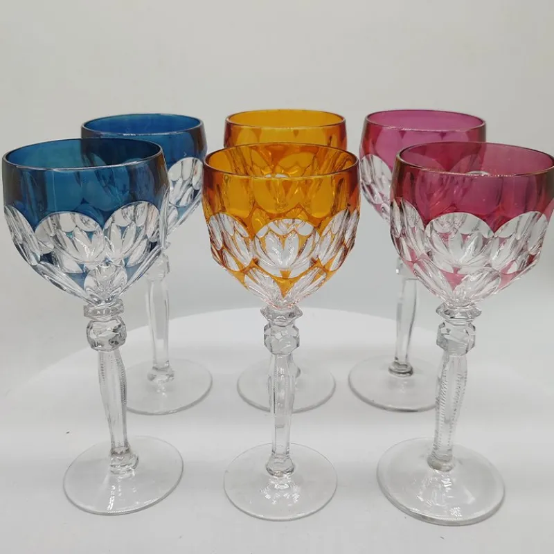 Pamono Wine Glasses in Lead Crystal attributed to Hofbauer Crystal, Baviera, Germany, 1970s, Set of 6> Glassware