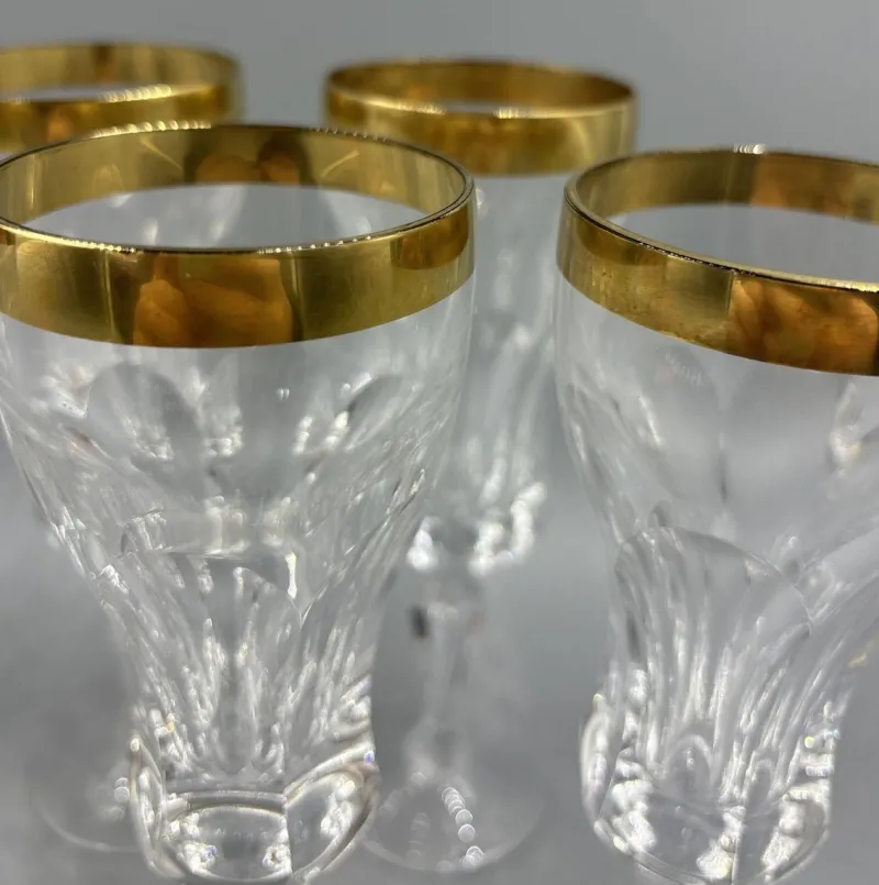 Pamono Wine Glasses with 18K Gold Rim by Franz Kaspar for Glashütte, 1950s, Set of 6> Glassware