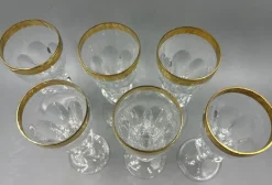 Pamono Wine Glasses with 18K Gold Rim by Franz Kaspar for Glashütte, 1950s, Set of 6><noscript><img width=