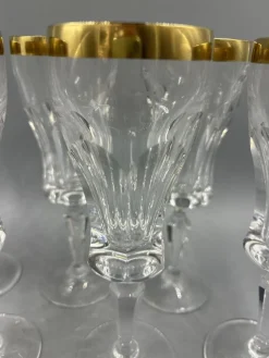 Pamono Wine Glasses with 18K Gold Rim by Franz Kaspar for Glashütte, 1950s, Set of 6><noscript><img width=