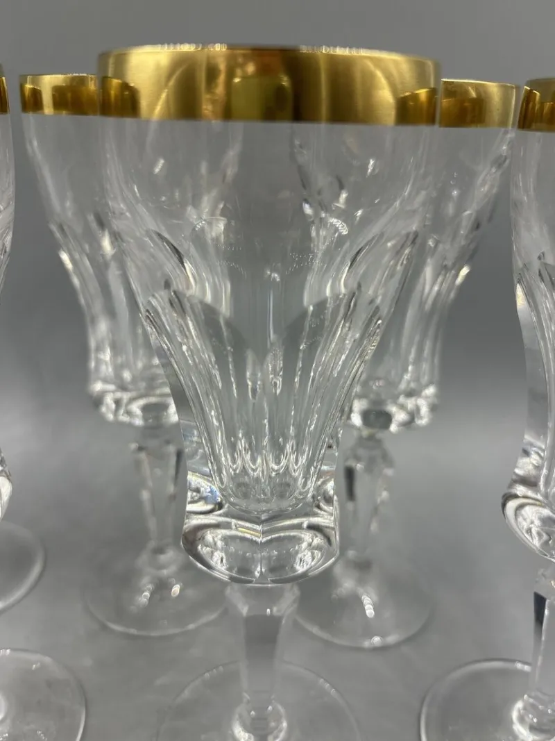 Pamono Wine Glasses with 18K Gold Rim by Franz Kaspar for Glashütte, 1950s, Set of 6> Glassware