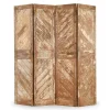 Pamono 4-Wing Wooden Screen with Patina-Finish, 1940s> Room Dividers & Screens