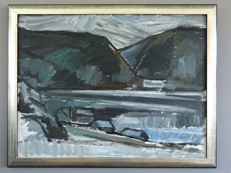Pamono Winter Valley, Oil on Board, Framed> Painting