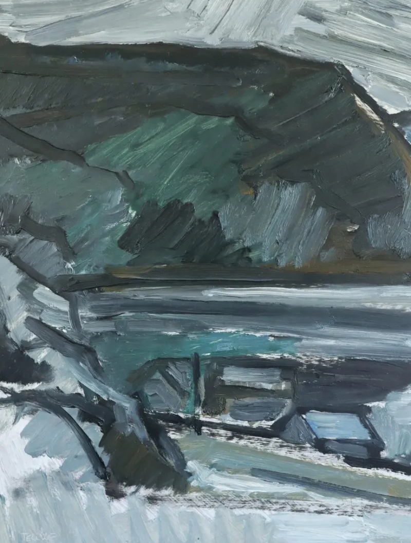Pamono Winter Valley, Oil on Board, Framed> Painting