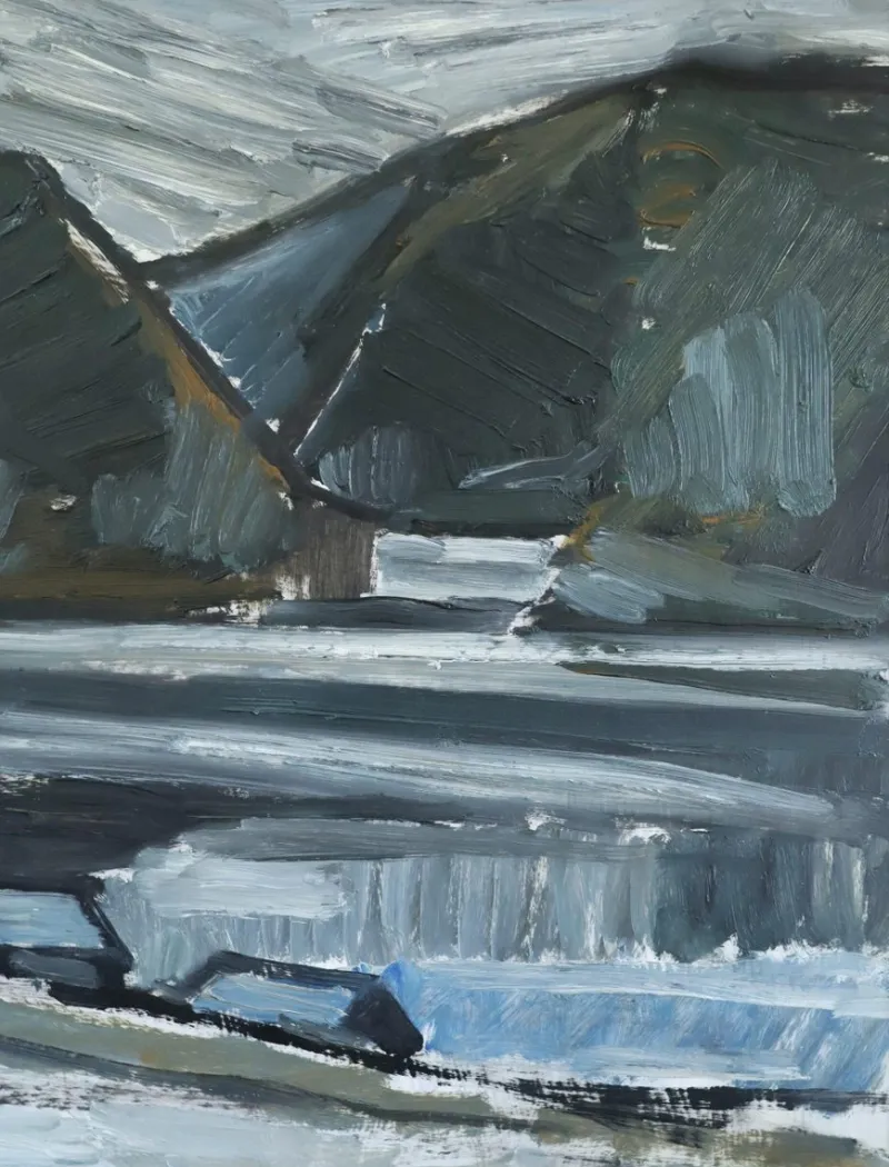 Pamono Winter Valley, Oil on Board, Framed> Painting
