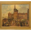 Hot Pamono Wolfgang Hütten, Market at Burgplatz, 1993, Oil on Canvas, Framed