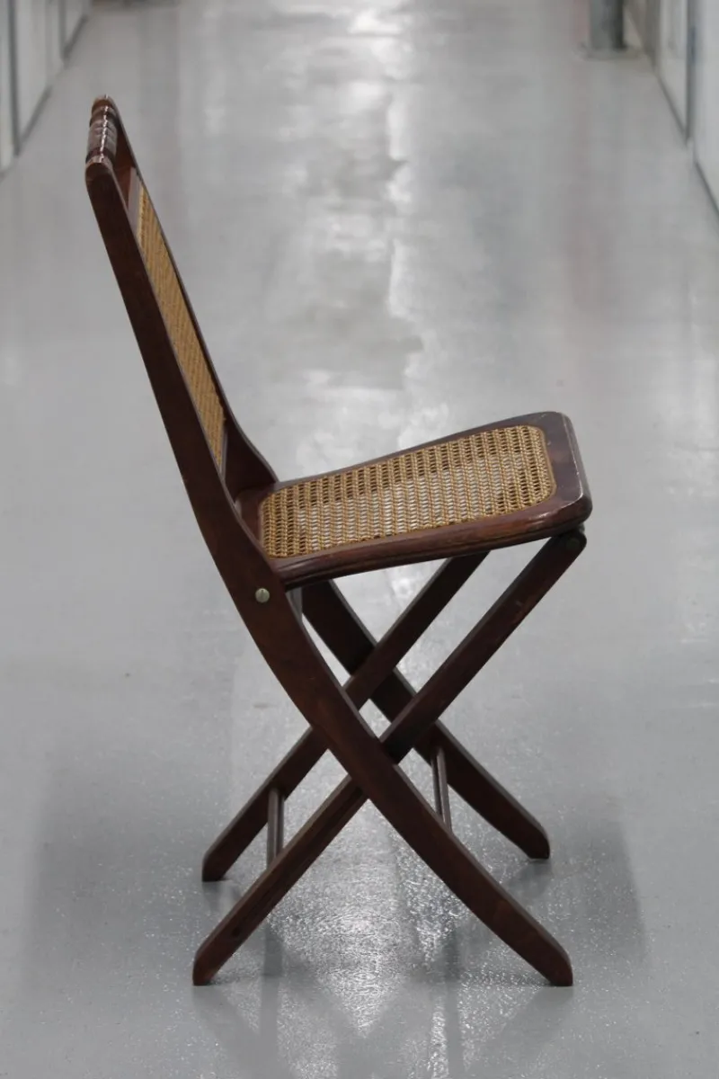 Online Pamono Wood and Cane Folding Chair, 1970s