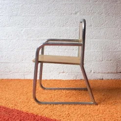 Outlet Pamono Wood and Chrome Tubular Childrens Chair, 1960s