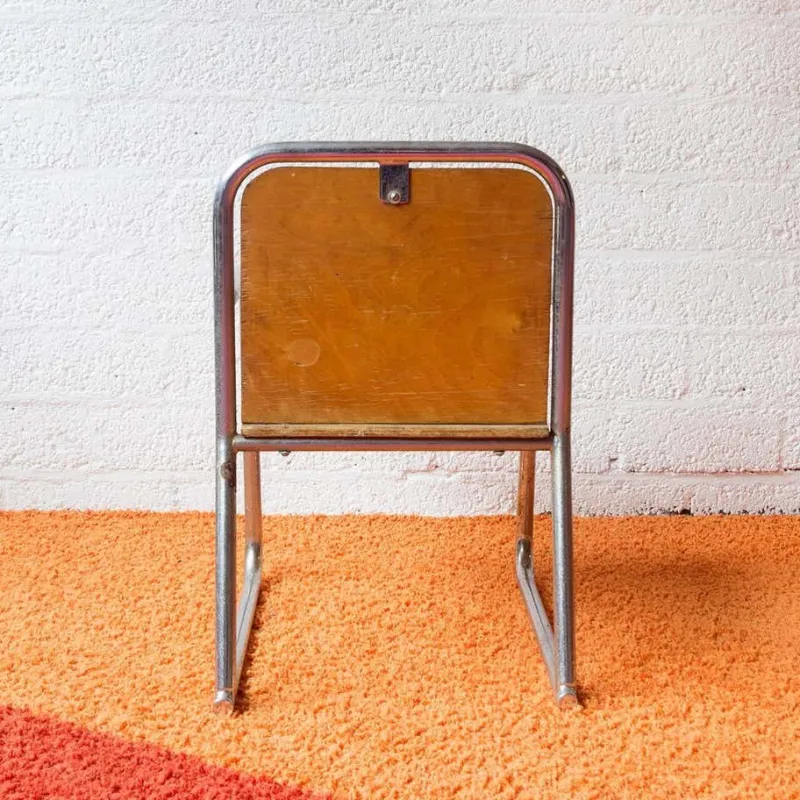 Outlet Pamono Wood and Chrome Tubular Childrens Chair, 1960s