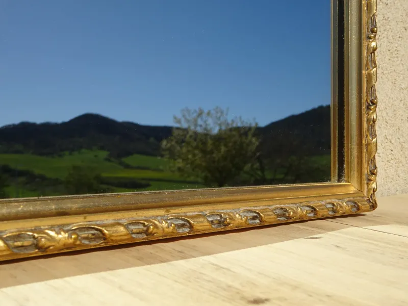 Best Pamono Wood and Gilded Stucco Mirror, 1950s