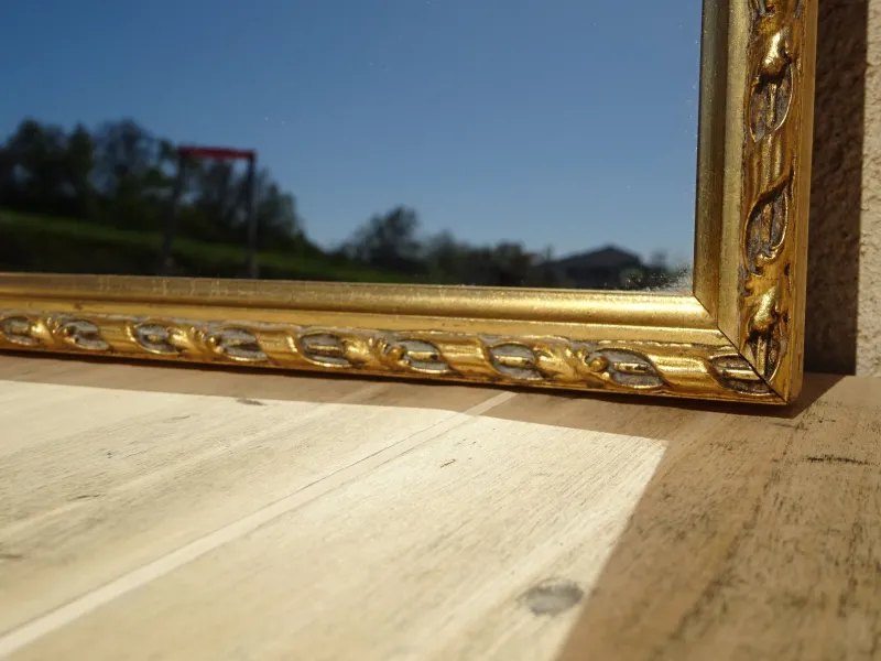 Best Pamono Wood and Gilded Stucco Mirror, 1950s