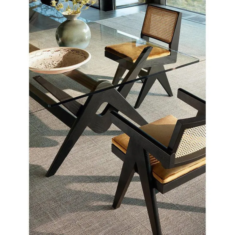 New Pamono Wood and Glass 056 Capitol Complex Table by Pierre Jeanneret for Cassina
