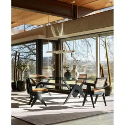 New Pamono Wood and Glass 056 Capitol Complex Table by Pierre Jeanneret for Cassina