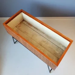 Pamono Wood and Rattan Planter, 1960s><noscript><img width=