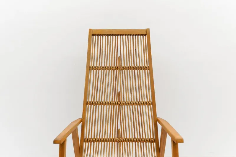 Pamono Wood and Rattan Rocking Chair from Deutsche Werkstätten Hellerau, 1960s