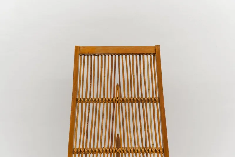 Pamono Wood and Rattan Rocking Chair from Deutsche Werkstätten Hellerau, 1960s