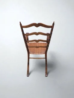 Hot Pamono Wood and Straw Childs Rocking Chair, Italy, 1950s
