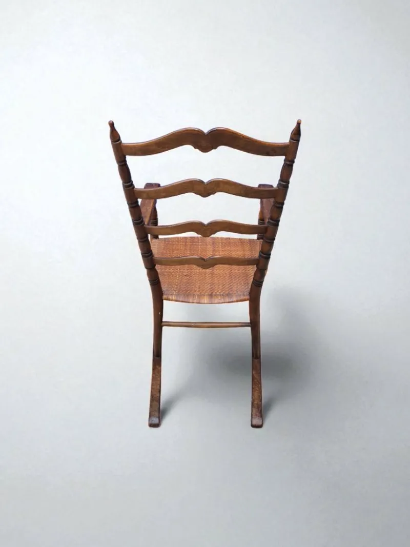 Hot Pamono Wood and Straw Childs Rocking Chair, Italy, 1950s