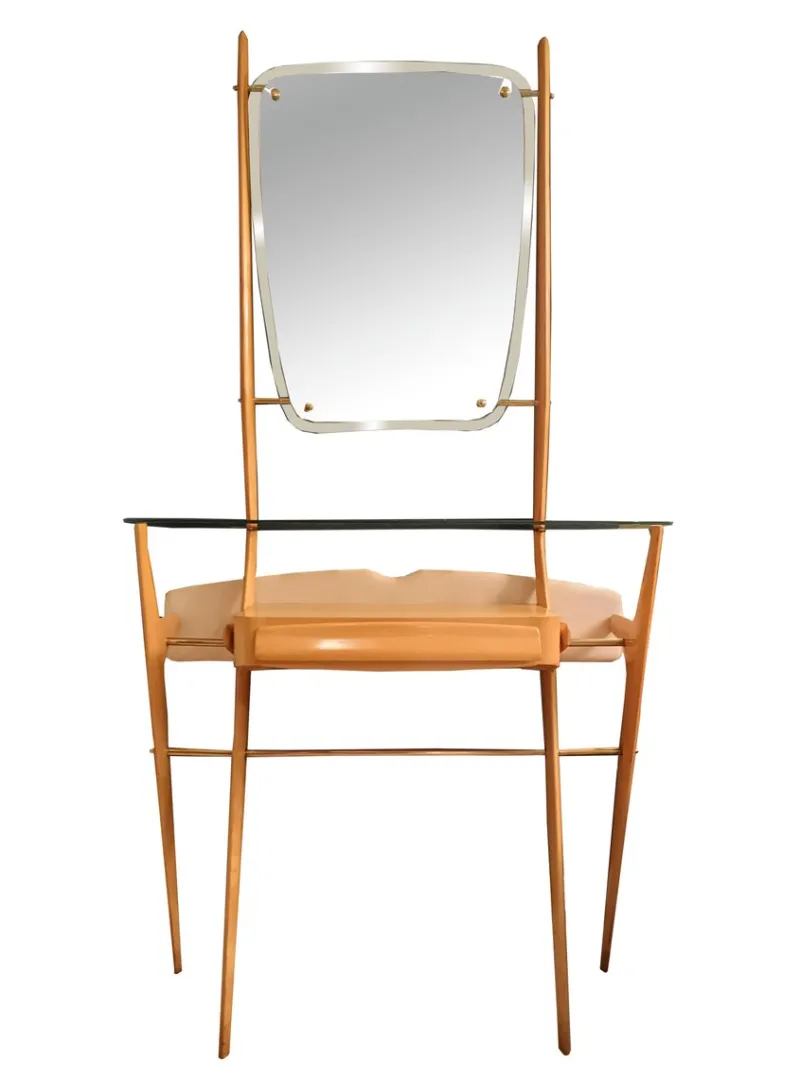 Pamono Wood Console with Mirror by Ico Parisi, Italy, 1960s> Dressing Tables