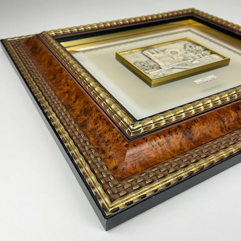 Pamono Wood, Gold & Silver Relief Picture Collection AG3, Italy, 1990s