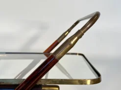 Pamono Wooden and Brass Bar Trolley by Cesare Lacca, 1960s><noscript><img width=