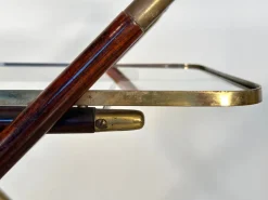 Pamono Wooden and Brass Bar Trolley by Cesare Lacca, 1960s><noscript><img width=