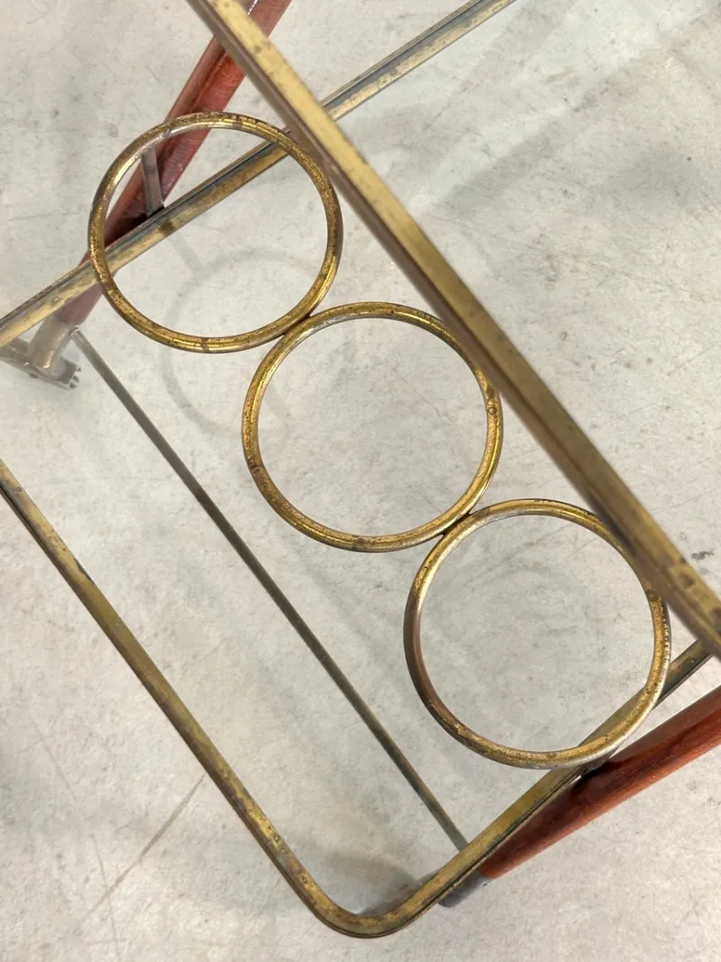 Pamono Wooden and Brass Bar Trolley by Cesare Lacca, 1960s> Serving Bar Carts & Trolleys