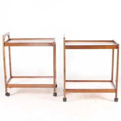 Pamono Wooden and Laminate Trolleys, 1970s, Set of 2> Serving Bar Carts & Trolleys