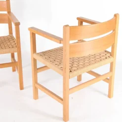 Pamono Wooden and Rope Armchairs, 1970s, Set of 2><noscript><img width=