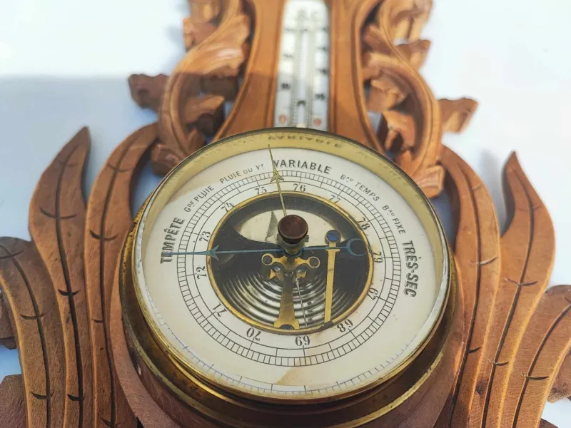 Pamono Wooden Barometer & Thermometer, 1920s> Clocks