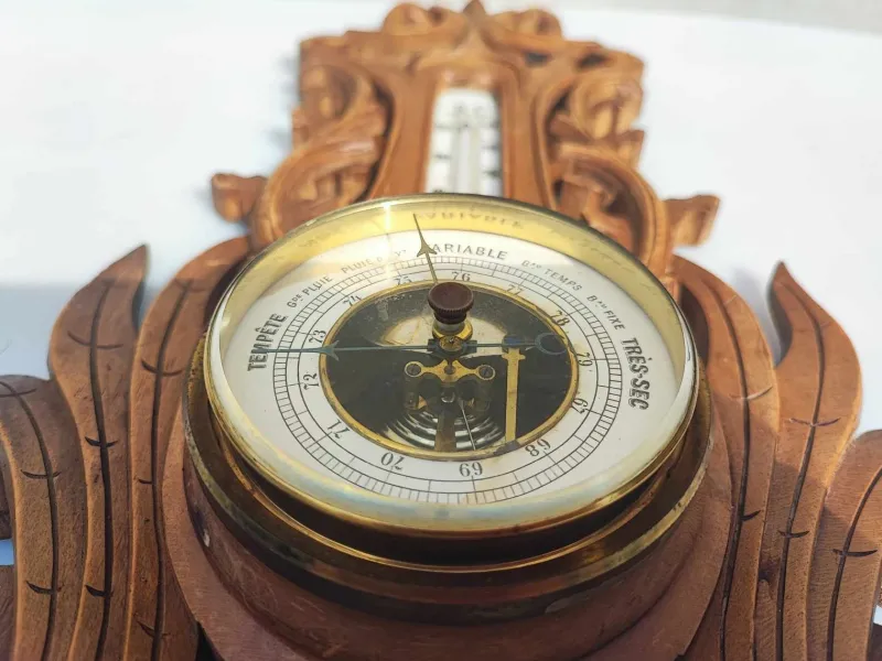 Pamono Wooden Barometer & Thermometer, 1920s> Clocks