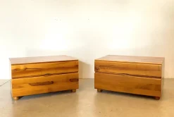 Pamono Wooden Bedside Tables by Mario Marenco for Mobilgirgi, 1980s, Set of 2> Nightstands