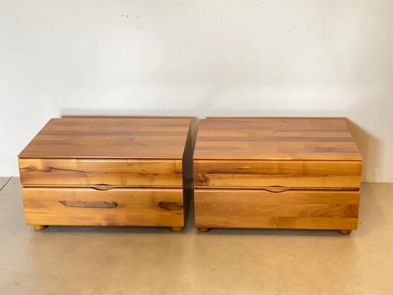 Pamono Wooden Bedside Tables by Mario Marenco for Mobilgirgi, 1980s, Set of 2> Nightstands