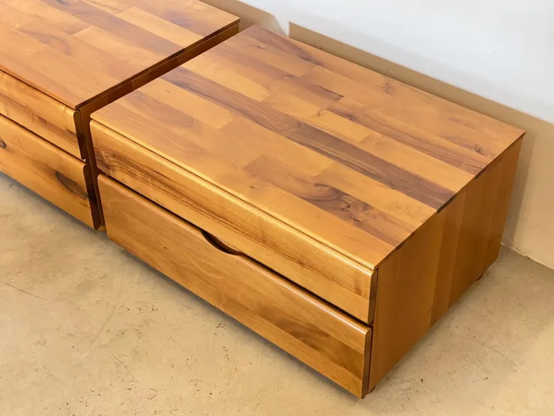 Pamono Wooden Bedside Tables by Mario Marenco for Mobilgirgi, 1980s, Set of 2> Nightstands