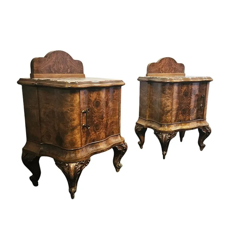 Clearance Pamono Wooden Bedside Tables, 1890s, Set of 2