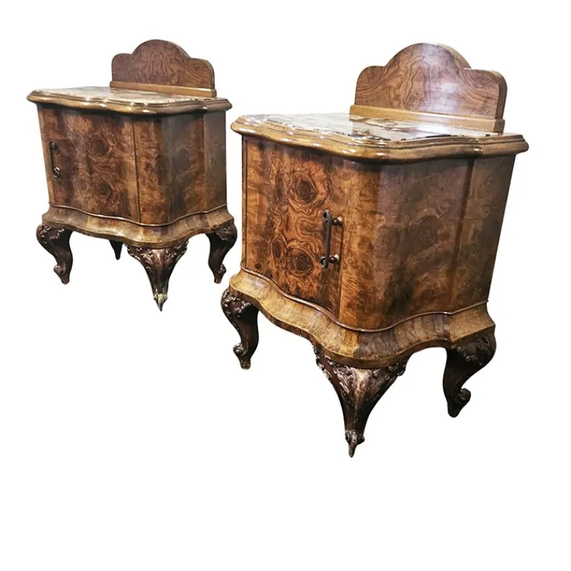 Clearance Pamono Wooden Bedside Tables, 1890s, Set of 2