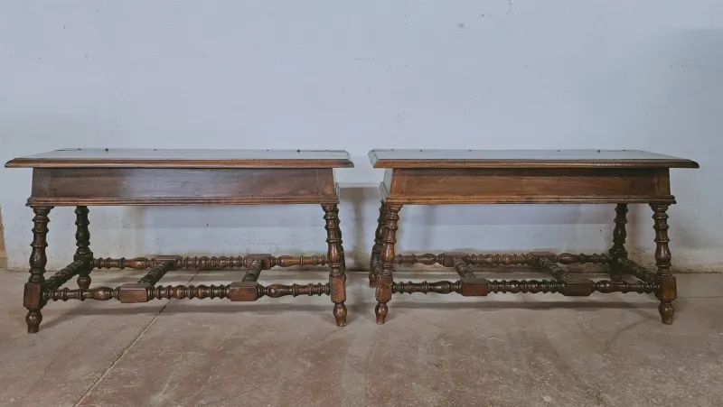 Pamono Wooden Benches, 1960s, Set of 2> Benches