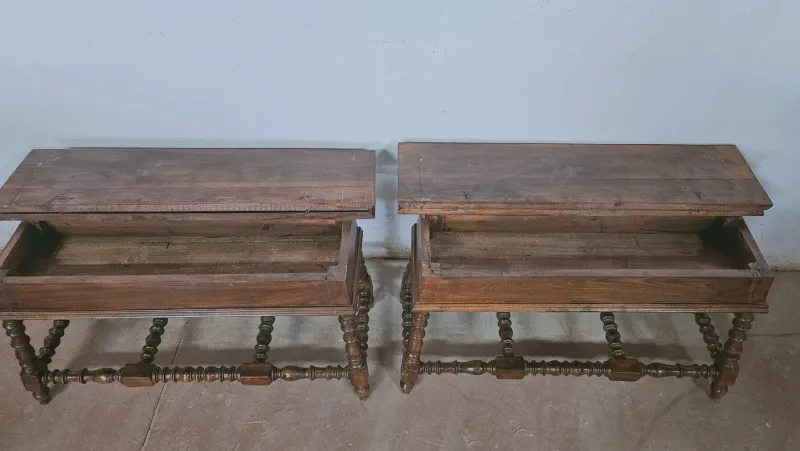 Pamono Wooden Benches, 1960s, Set of 2> Benches