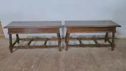 Pamono Wooden Benches, 1960s, Set of 2><noscript><img width=