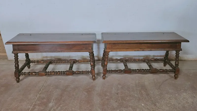 Pamono Wooden Benches, 1960s, Set of 2> Benches