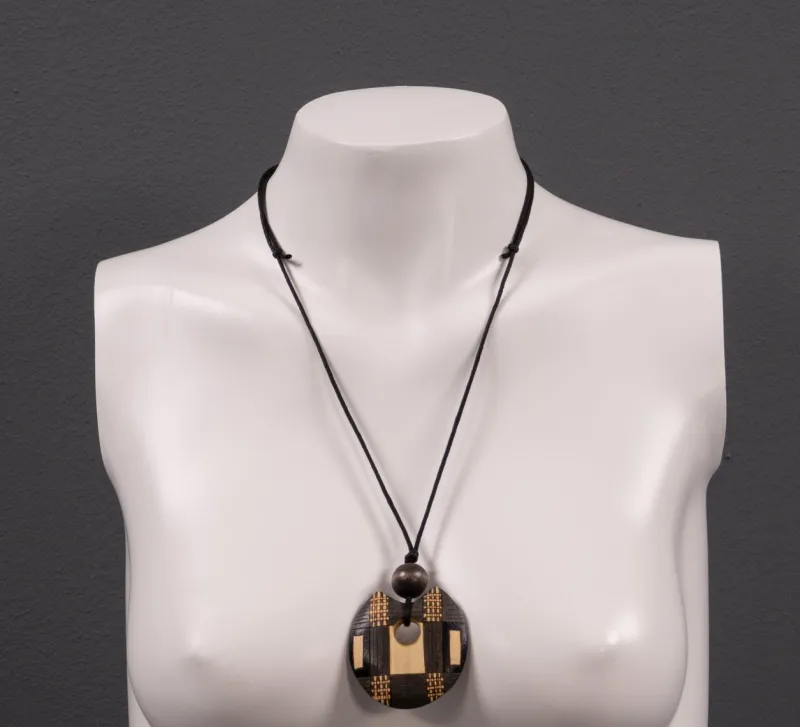 Outlet Pamono Wooden Costume Jewelry Pendant, 1980s