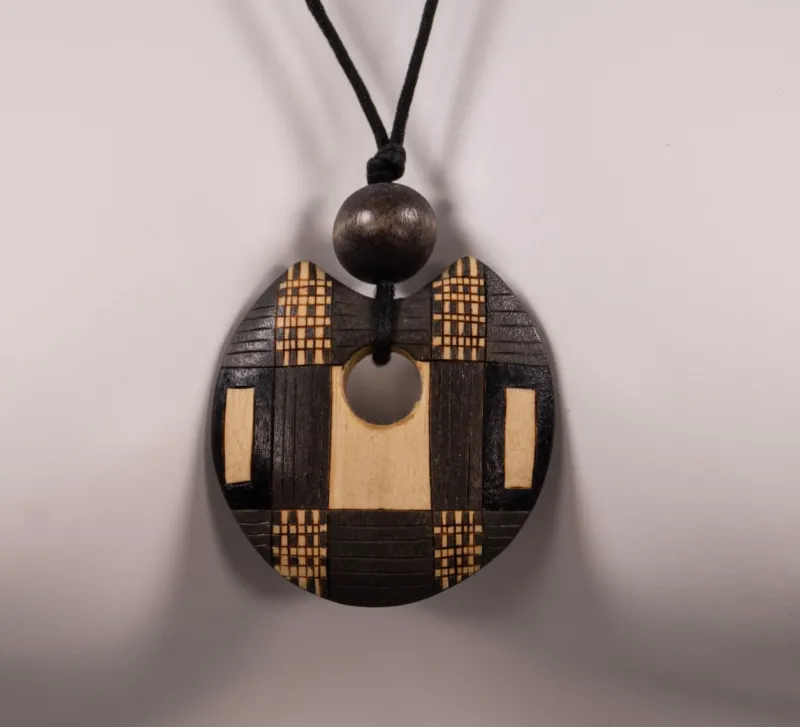 Outlet Pamono Wooden Costume Jewelry Pendant, 1980s