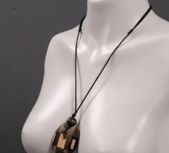 Outlet Pamono Wooden Costume Jewelry Pendant, 1980s