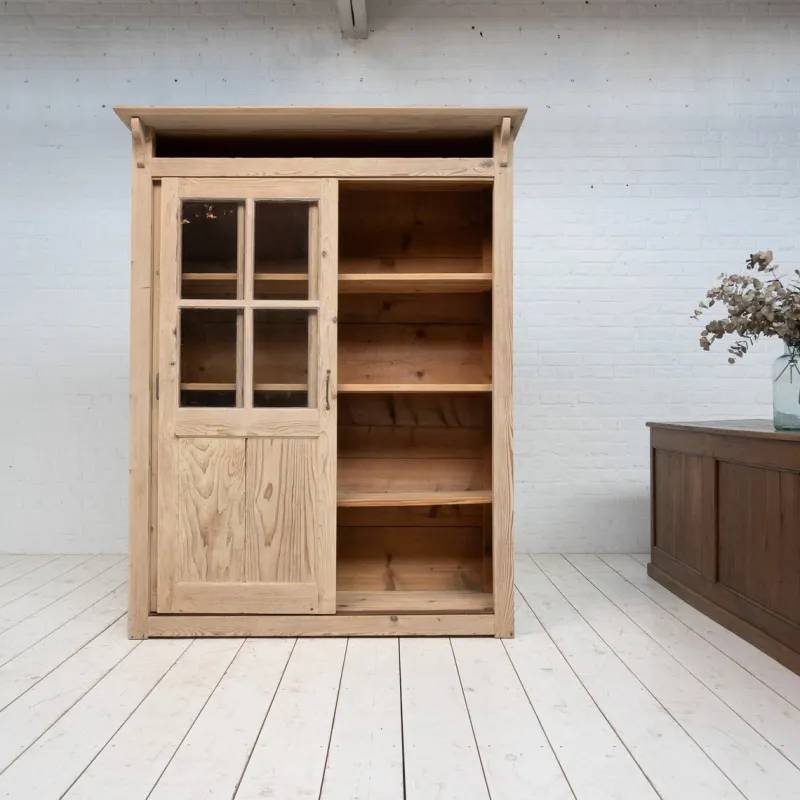 Pamono Wooden Display Cabinet with Sliding Doors, 1930> Cabinets & Wardrobes