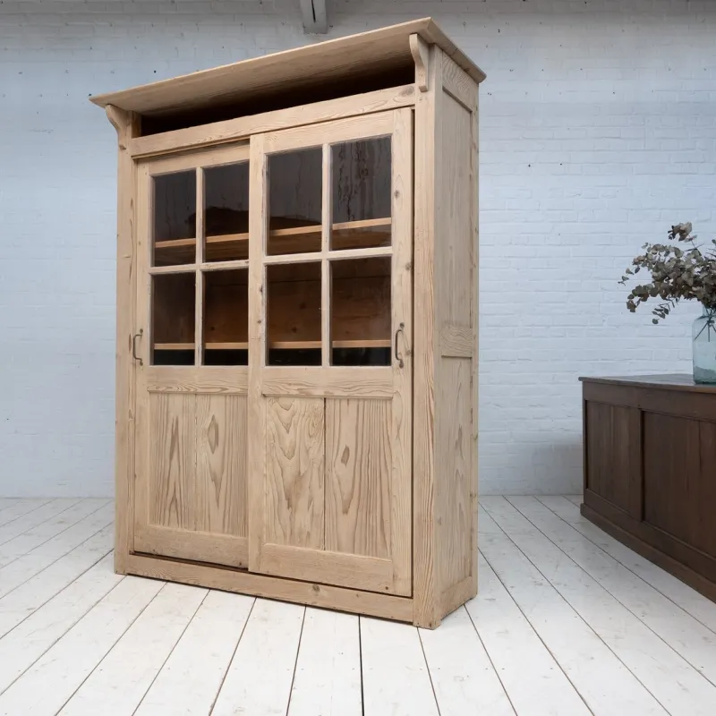 Pamono Wooden Display Cabinet with Sliding Doors, 1930> Cabinets & Wardrobes